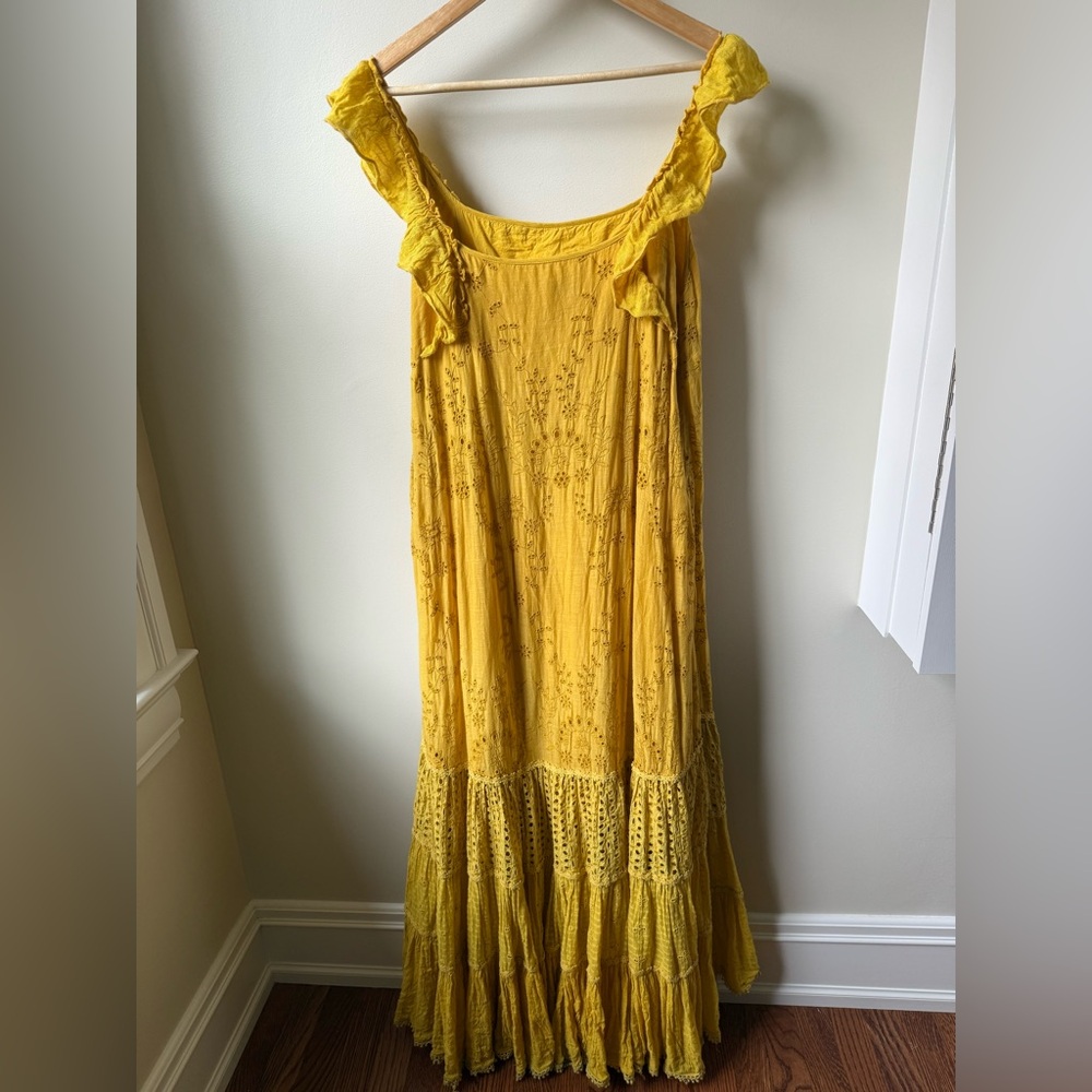 ANTHROPOLOGIE Payal‎ Jain Fallon Eyelet Maxi Dress Boho Cottagecore Tiered 12